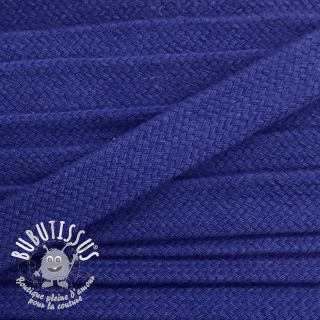 Cordon coton tubulaire plat 17 mm bleu foncé