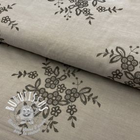Tissu coton Embroidery Bouquet sand