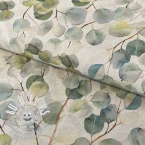 Tissu déco Linenlook Eucalyptus boho leaf digital print
